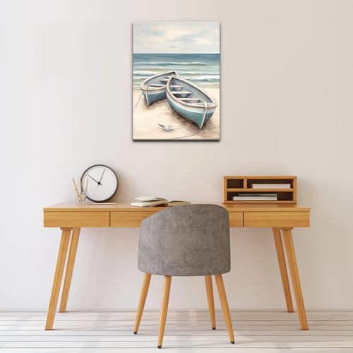 Natuyalo Paint by Numbers Kit with Framed - Boat on Beach Paint by Numbers for Adults Beginner Seascape DIY Acrylic Painting by Numbers Kit Colorful Paintworks Artwork, 12x16 Inch - Image 3