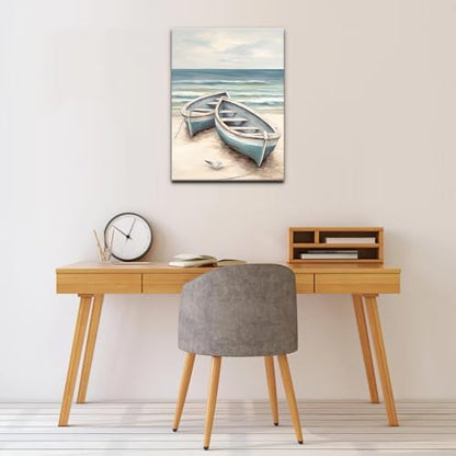 Natuyalo Paint by Numbers Kit with Framed - Boat on Beach Paint by Numbers for Adults Beginner Seascape DIY Acrylic Painting by Numbers Kit Colorful Paintworks Artwork, 12x16 Inch - Image 3