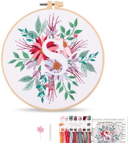 Harimau Letter Pattern S Embroidery Kit for Adult Beginners, Complete Starter Pack with 1 Hoop, Needles, Instruction Guide & Embroidery Stitch Video Tutorials by Unknown