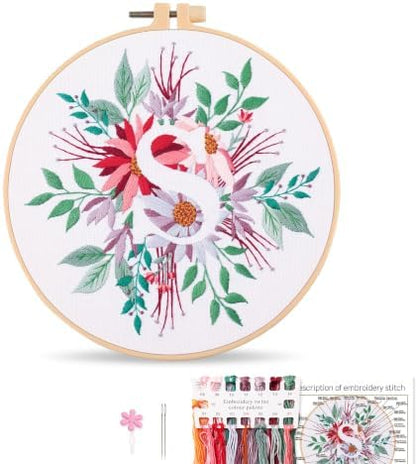 Harimau Letter Pattern S Embroidery Kit for Adult Beginners, Complete Starter Pack with 1 Hoop, Needles, Instruction Guide & Embroidery Stitch Video Tutorials by Unknown