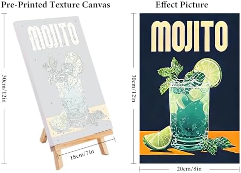 4 Pack Framed Paint by Numbers Kit for Adults Cocktail with Wooden Easel - Image 3