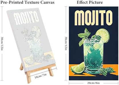 4 Pack Framed Paint by Numbers Kit for Adults Cocktail with Wooden Easel - Image 3