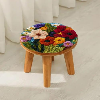 Latch Hook Rug Kit Abstract Cute Wild Flower Easy for Beginners Round Shape Carpet Crochet Yarn Craft Mini Rug DIY Hook and Latch Little Tapestry for Home Decor 30x30cm - Image 4