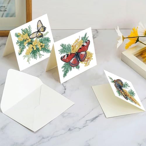 LSQFS 6Pcs Butterfly Flower Diamond Painting Greeting Cards Kits,5.9*5.9in - Image 4