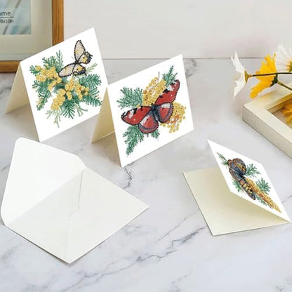 LSQFS 6Pcs Butterfly Flower Diamond Painting Greeting Cards Kits,5.9*5.9in - Image 4