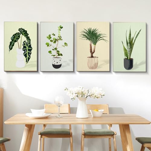 4 Pack Framed Paint by Numbers Kit for Adults Green Plant with Wooden Easel - Image 7