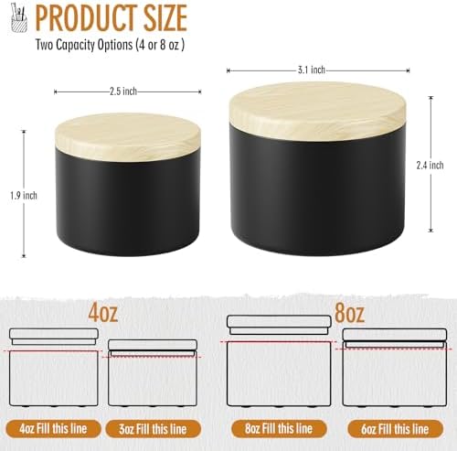 24 Pack 4oz Candle Tins with Lids - Empty Black Metal Candle Jars with Wood Grain Lids, Seamless Leak-Proof Containers, Bulk DIY Candle Making Supplies for Adults & Small Business - Image 3