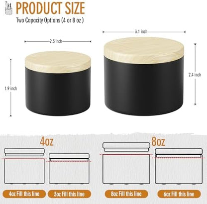 24 Pack 4oz Candle Tins with Lids - Empty Black Metal Candle Jars with Wood Grain Lids, Seamless Leak-Proof Containers, Bulk DIY Candle Making Supplies for Adults & Small Business - Image 3