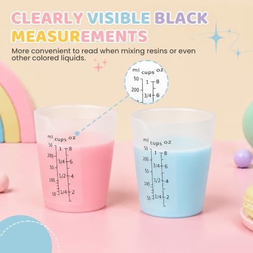 4Pcs Silicone Resin Mixing Measuring Cups 250ml / 8oz for Resin Supplies, Easy-to-Read Black Marks, Non-Stick Reusable Silicone Pouring Cups for Epoxy Mixing - Image 4