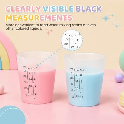 4Pcs Silicone Resin Mixing Measuring Cups 250ml / 8oz for Resin Supplies, Easy-to-Read Black Marks, Non-Stick Reusable Silicone Pouring Cups for Epoxy Mixing - Image 4