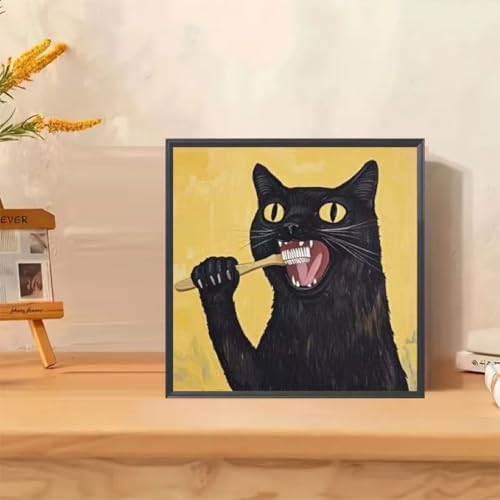 GEMFAMILY Paint by Numbers Kit for Adults Beginners, Animal Cat Adult Paint by Number Kits on Canvas,DIY Black Cat Digital Oil Number Painting Kits for Home Decor 16 X 16 inch - Image 2