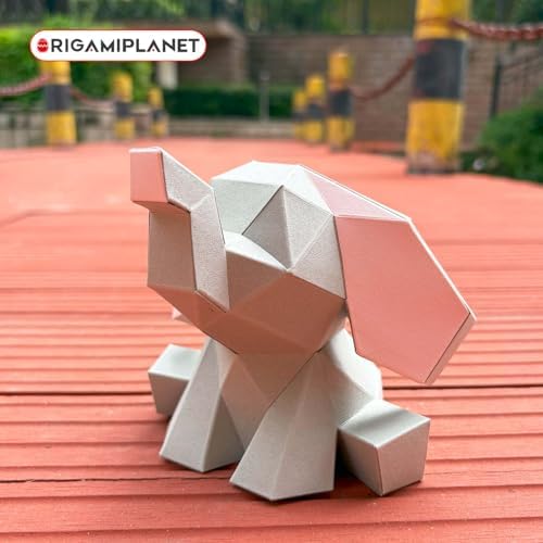 3D Origami Paper Craft Kit - Gray Elephant, Creative Handmade Paper Sculpture Art for Home Decor, Unique Pre-Cut DIY Pre-Cut Cute Animal Models Papercraft Set, Present for Teens & Adults - Image 5