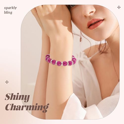 200pcs 10mm Rhinestone Beads for Jewelry Making, Fuchsia Shiny Round Disco Ball Beads Bulk, Sparkle Crystal Clay Christmas for Bracelet Baseball Necklace Earring Crafting and DIY - Image 3