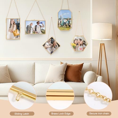 5 PcsDouble Glass for Pressed Flowers,Clear Brass Embossed Frame with Tweezers,Can Be Used for Dried Flower Plant Photo Postcards Wall Mounted Glass Pressed Flower Frame,No Dried Flowers - Image 5