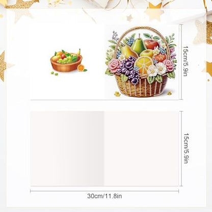 Tontut 6pcs 5D Diamond Art Painting Greeting Card kit, Fruit Blue Adult DIY with Envelope, Special Shape Diamond Design Greeting Card Creative Gift - Image 2