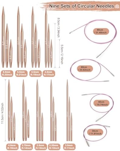 Aeelike Interchangeable Knitting Needles Set for DIY Crafts, Rose Gold - Image 2