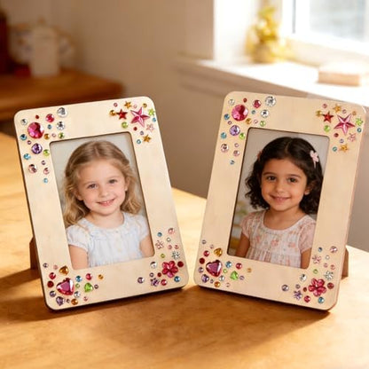 Lesnala 6 Pcs Unfinished Wood Picture Frame Crafts DIY Kits with Stickers - Image 2