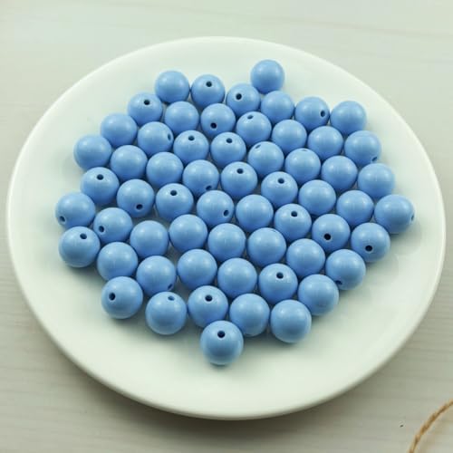 60pcs Acrylic Round Beads for Crafts 14mm Resin Candy Color Spacer Beads with Hole for Jewelry Making Sewing Crafts Decoration Necklaces Bracelets Earrings Supplies(Blue) - Image 2