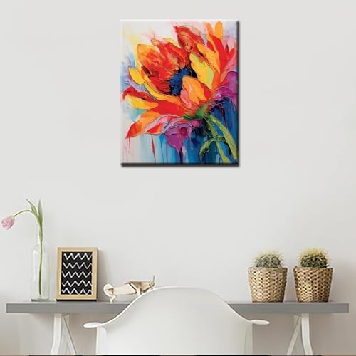 Tulip Flower Paint by Number for Adult,Abstract Graffiti Painting by Number Kits On Canvas, DIY Oil Painting Acrylic Paints,leafage Paint by Numbers for Adults and Kids Beginner（without frame） - Image 2