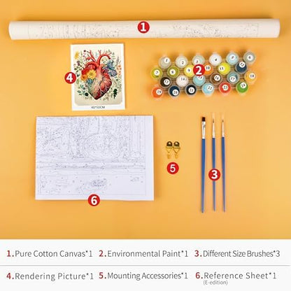 TUMOVO Paint by Numbers Kit for Adults Beginner, Heart with Flower - Image 3