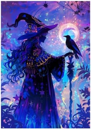 CraftBliss ArtVibe Paint by Numbers for Adults - Magic Witch DIY Acrylic Painting Kit on Canvas, Purple Night Fantasy Canvas Art for Wall Decor, Beginner Paint Kit, 16x20 Inch (No Frame) by Unknown