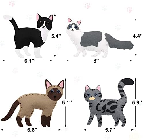 CiyvoLyeen Cat Sewing Kit for Kids –Ages 7 8 9 10 11 12 Kitten Plush Toys Arts & Crafts Set for Beginners, Learn to Sew Gifts Idea for Girls & Boys, Felt 12PCS - Image 3