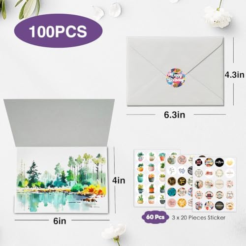 50 Pack Foldable Blank Watercolor Cards with Envelopes 4 x 6 Inch - Image 5