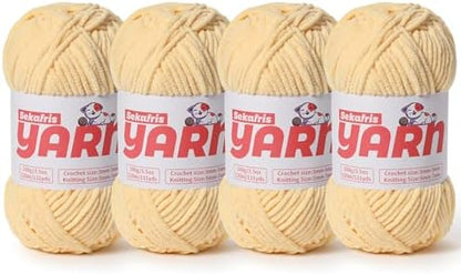 4 Pack Plush Chunky Chenille Yarn for Crocheting, Soft Fluffy Velvet Yarn for Crocheting Amigurumi, Fuzzy Baby Blanket Knitting 400g/524yds Bulky(4 Light Yellow) by Sekafris