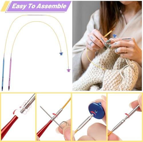 Coopay Tunisian Crochet Hooks Set with 4 Cables, Long Crochet Hooks - Image 4