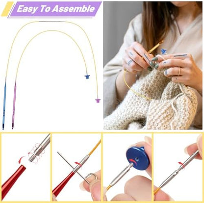 Coopay Tunisian Crochet Hooks Set with 4 Cables, Long Crochet Hooks - Image 4