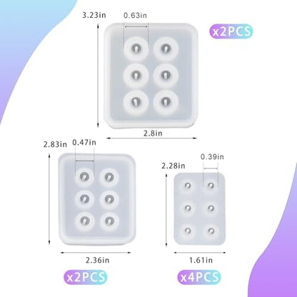 8PCS Resin Jewelry Molds,Silicone Molds for Resin, Sphere Ball Silicone Bead Molds with Holes, Resin Molds for DIY Jewelry, Pendant, Earring, Necklace (Diameter 16mm,12mm,10mm) - Image 6