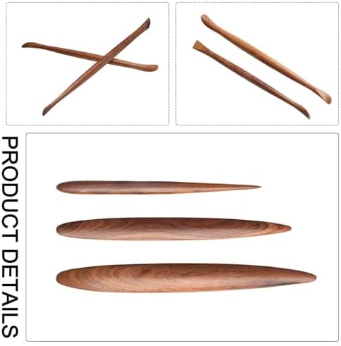 7-Piece Mahogany Clay for SCULPTURE Tools Set, Hand-Carved Redwood Pottery Modeling Kit for Ceramics Art, 14.7-18.5cm - Image 4