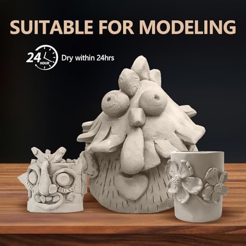 VIBRATITE 10LB Air Dry Clay with 40PCS Pottery Tools, White Modeling Clay - Image 6