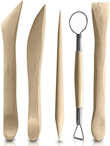 Zittop Polymer Clay Sculpting Tools Set - 5 Pcs Pottery Tool Kit - Ceramic Pottery & Clay Ribbon Wood Modeling Tools Kit (5 Pack) by Zittop