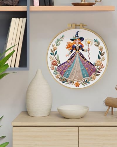 ERKOON Embroidery Kit for Beginners Adult, Cross Stitch Set Include Embroidery Cloth Hoops Threads for Craft Lover Hand Stitch with Embroidery Skill Techniques (White Witch) - Image 7