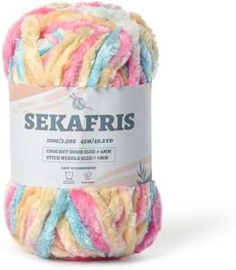 Chenille Velvet Soft Yarn Candy 1 Pack by Sekafris