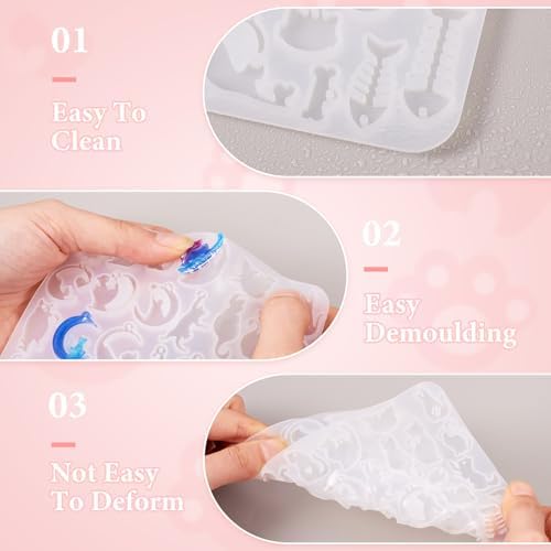 Cat Silicone Mold for Christmas Resin Earring Molds Cute UV Resin Molds for Keychain Making Kit for Women DIY Earring Bracelet Necklace Jewelry Making - Image 5