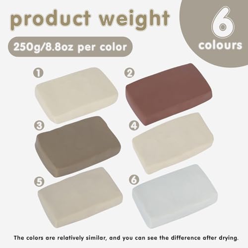 Natural Air Dry Clay, 3.3 LB Modeling Clay, Pottery Clay, All-Purpose Clay Ideal for Beginners and Experienced Sculptors, 8.8OZ per Colors - Image 2