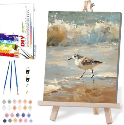 WUDWL Paint by Numbers Kit for Adults Framed Canvas, with Wooden Easel by WUDWL