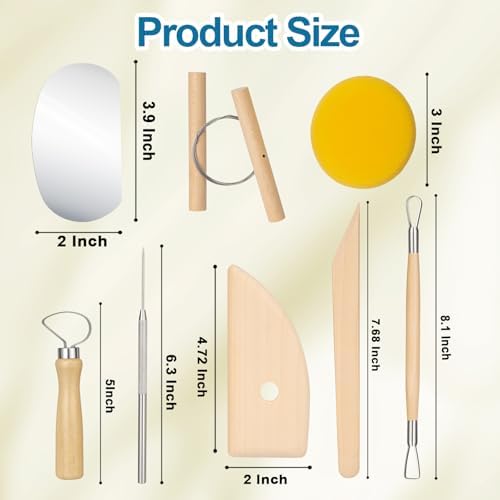 Amrules 8 Pcs Polymer Clay Sculpting Tools Kit for Adults, Light Yellow - Image 2