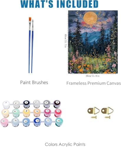 2 Pack Moon Paint by Numbers Kit for Adults Framed Canvas, Frameworkless - Image 3