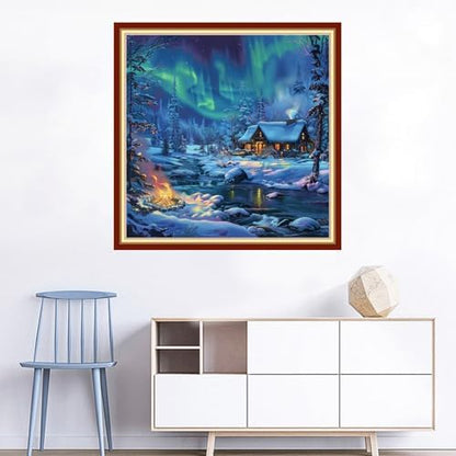 Joyhoor Cross Stitch Kits for Beginners Stamped Cross-Stitch Supplies Needlework preprint Embroidery Kits for Adults DIY Needlepoint Kits Embroidery Patterns 11CT-Winter Snow Scenery 18x18 inchs - Image 2