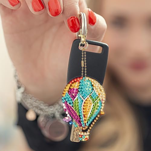 HuamuTech 5 Pcs/6 Pcs/8 Pcs Full Drill Keyring Special Shape Double Sided Diamond Art Keychain for Beginners Birthday Craftin - Image 7