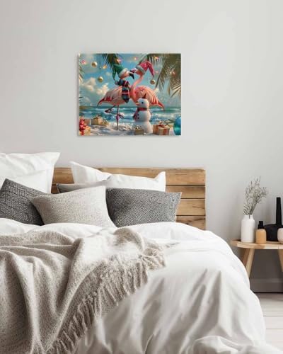 Sunteeny Paint by Number for Adults Beginner Christmas Ocean Snowman Beach Flamingo Palm Abstract Art DIY Digital Oil Painting by Numbers Picture Drawing On Canvas Framed 20"x24" - Image 4