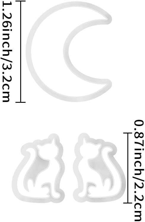 Xaekicr Halloween Moon and Cat Polymer Clay Cutters Set – 3Pcs Clay Earring Cutters for Halloween Earrings Making – Polymer Clay Molds and Tools for Jewelry DIY