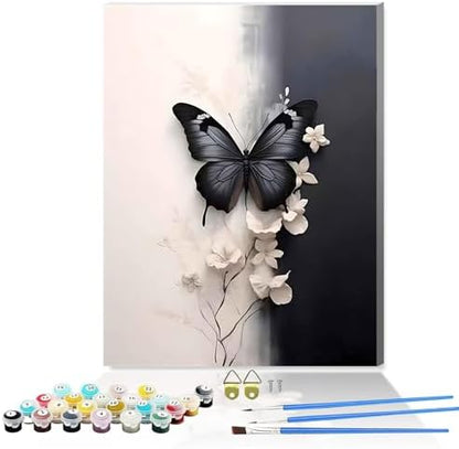 Butterfly Paint by Numbers Kit for Adults Framed Canvas,Painting by Numbers Kits with Frame on Canva for Beginner,DIY Watercolor Oil Painting Frame for Birthday Gift Decor for Home Wall. (butterfly1) by Hestarcul