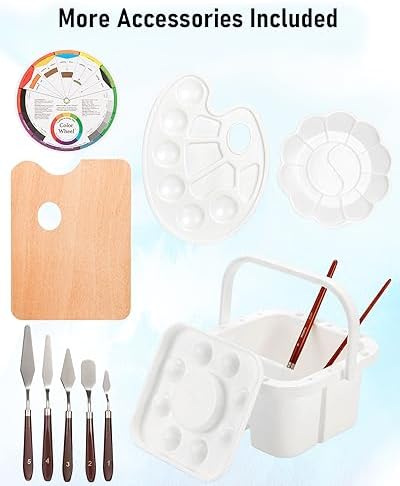 Nicpro 158PCS Deluxe Art Painting Kit for Artist with Easel, Paints & Brush - Image 6