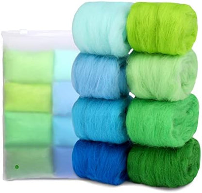 Wonvoc Needle Felting Wool 2.82oz /80g, 8 Colors Wool Roving (Spring) by wonvoc