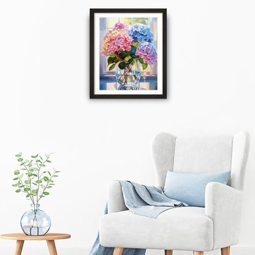 Natuyalo Paint by Numbers Kit for Adults Beginners and Kids, 16" Wx20 L Canvas Pictures Drawing Acrylic Paintwork with 3 Pcs Paintbrushes, Colorful Flowers in Vase - Image 3