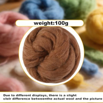 Wool Roving-3.5oz Needle Felting Wool, Soft Multi-Color Wool Fiber, Perfect Felting Wool Pure Wool, Chunky Yarn, for DIY Crafts, NeedleFelting Projects,and Artwork (Downtown Brown) - Image 2
